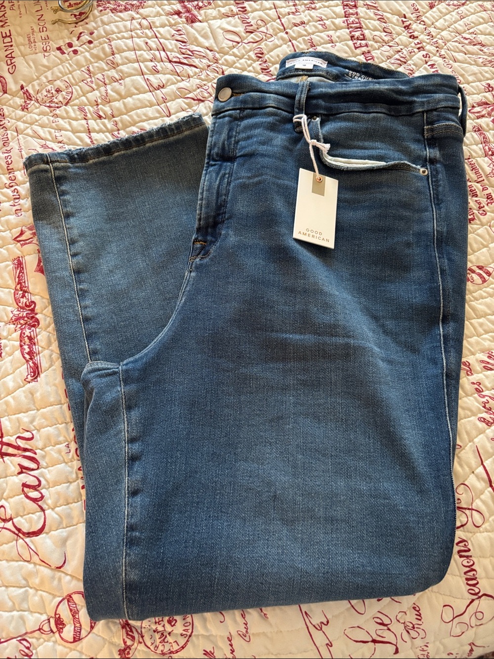 NWT Good American Good Curve Straight Leg Mid-Blue Jeans SZ 18 Plus - Picture 13 of 13